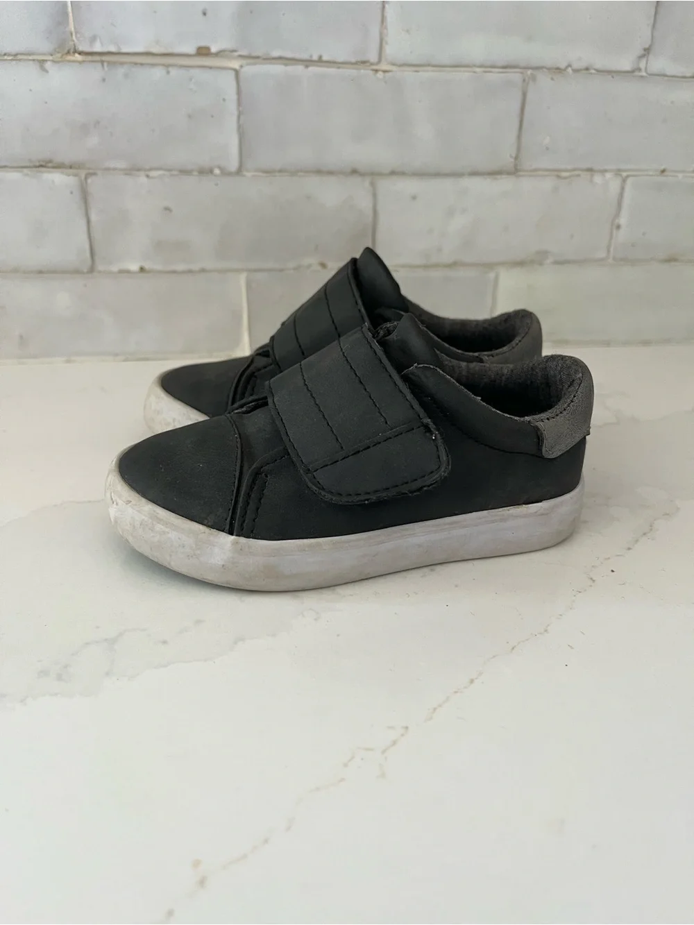 Kids Black Slip-On Sneakers with Strap